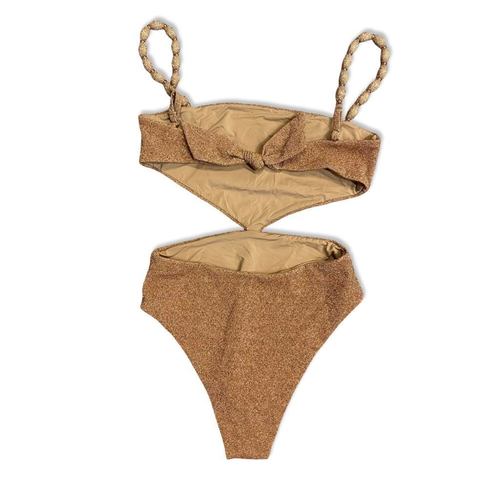 Devon Windsor REVOLVE Pippa one Piece Gold Glitter Swimsuit metallic swimwear XS - Picture 7 of 11